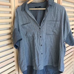 Madewell navy pin stripe button up